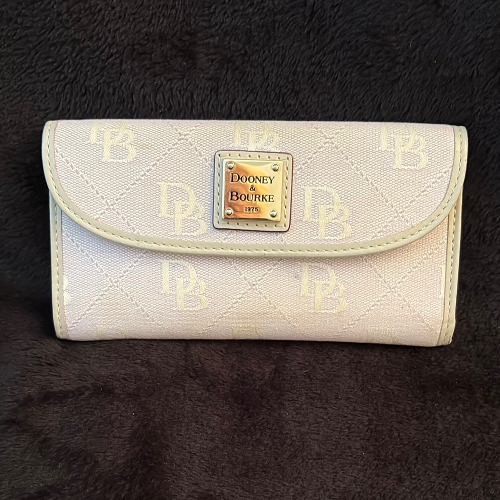 Dooney & Bourke Cream Continental Wallet with Gold-Tone Accents